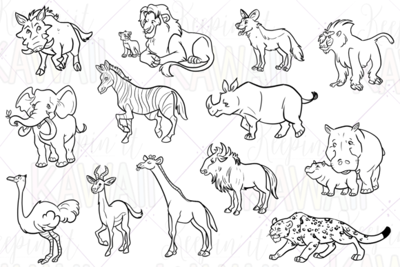 Download African Animals Digital Stamps - African animals Collection
