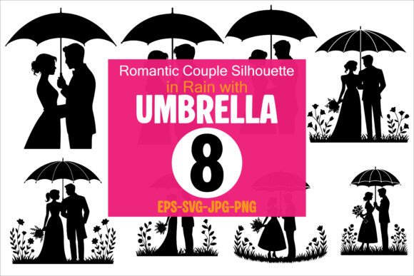 Download Couple in Love Silhouette with Umbrella - Silhouette Collection