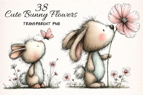 Download Cute Bunny Flowers Clipart - Bunny Collection