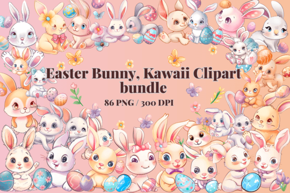 Download Easter Bunny, Kawaii Clipart Bundle - Bunny Collection