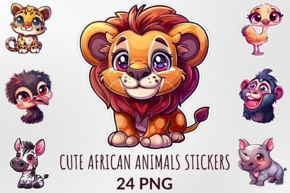 Download Cute African Animals Stickers Clipart - African animals Collection