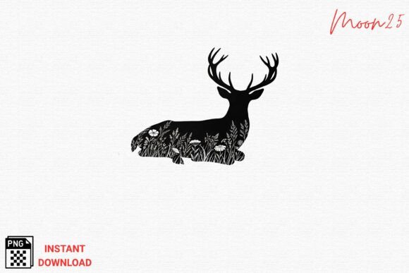 Download Deer Silhouette Floral PNG - Silhouette Collection