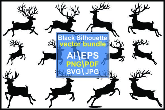 Download Running Deer Silhouette Vector Bundle - Silhouette Collection