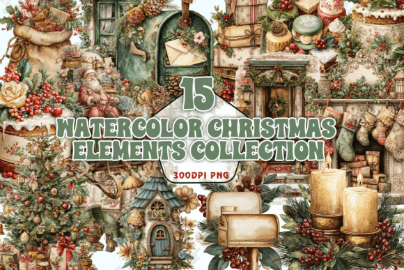 Download Watercolor Christmas Elements PNG - Watercolor christmas elements png Collection