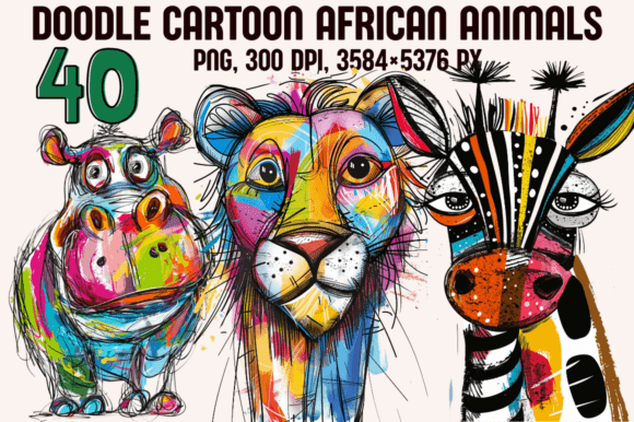 Download Doodle Cartoon African Animals - African animals Collection