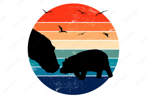 Download Mom and Baby Hippo Animal Silhouette - Silhouette Collection