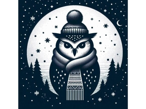 Download A Silhouette of an Owl in a Scarf and Ha - Silhouette Collection