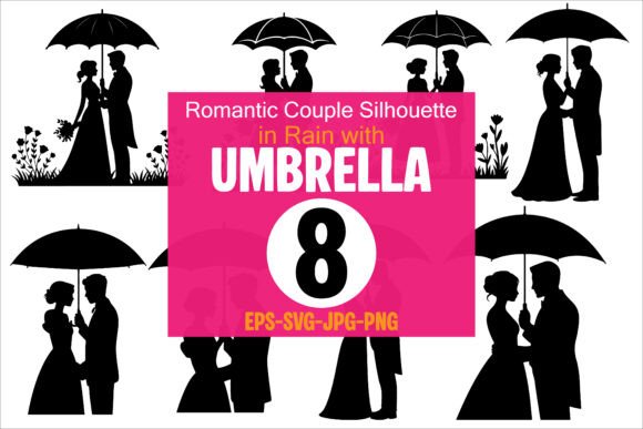 Download Couple in Love Silhouette with Umbrella - Silhouette Collection