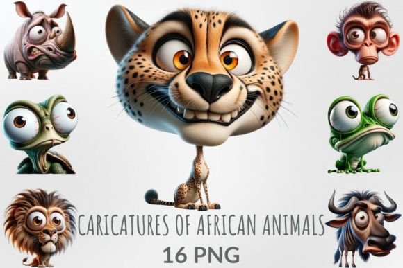 Download Funny Caricatures of African Animals - African animals Collection