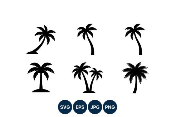 Download Palm Tree Silhouette Vector Set - Silhouette Collection