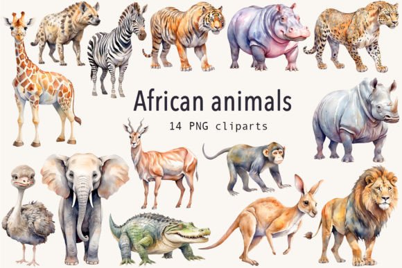 Download African Animals Clipart Set - African animals Collection