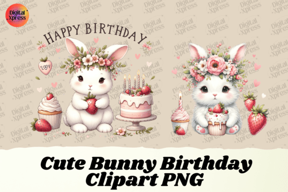 Download Cute Bunny Birthday Clipart PNG - Bunny Collection