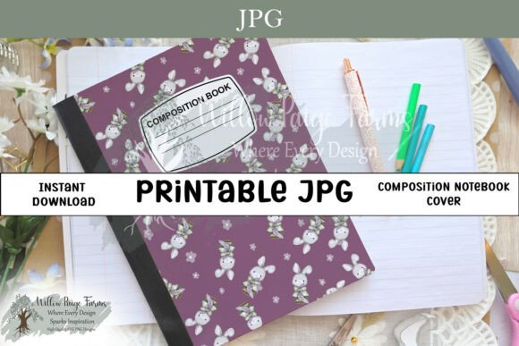 Download Cute Bunny Composition Notebook Cover - Bunny Collection
