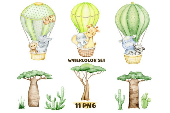 Download African Animals Balloons Landscape PNG - African animals Collection