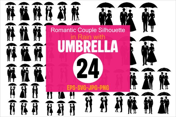 Download Couple in Love Silhouette with Umbrella - Silhouette Collection